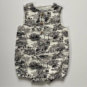 Janie and Jack Black and White Tropical Print One Piece